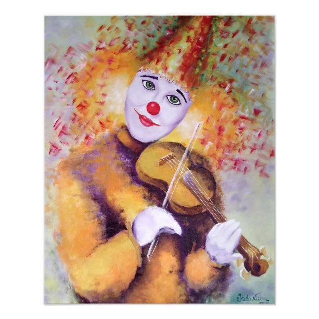 Impression Photo Un clown doux jouant du violon (Devant)