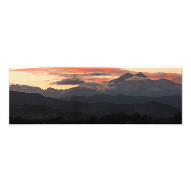 Impression Photo Un coucher de soleil sur le pic de Long au Colorad (Devant)