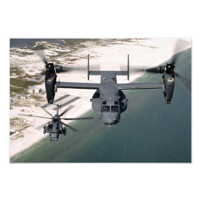 Impression Photo Un CV-22 Osprey et un MH-53 Pave Low (Devant)