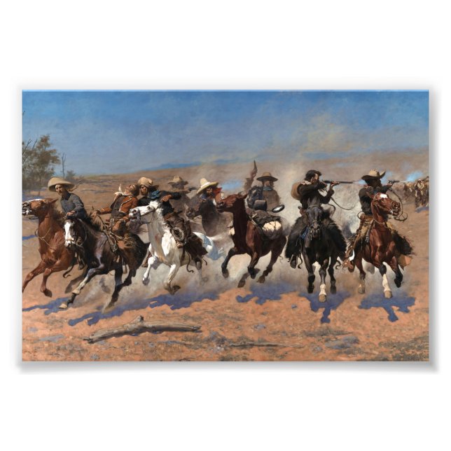 Impression Photo Un Dash pour le Bois par Frederic Remington (Devant)