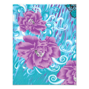 Impression Photo Un design textile dynamique avec violet et turq