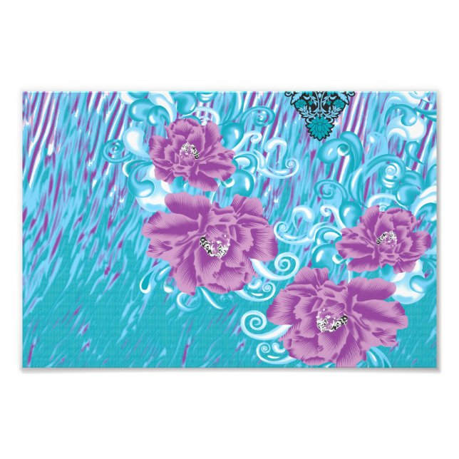 Impression Photo Un design textile dynamique avec violet et turq (Devant)