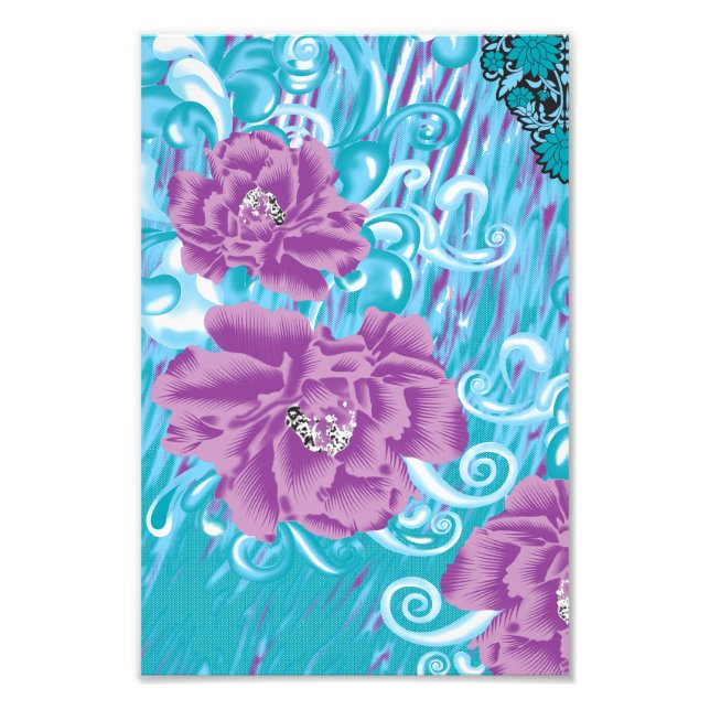 Impression Photo Un design textile dynamique avec violet et turq (Devant)