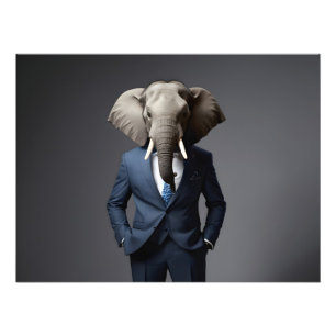 Impression Photo Un éléphant drôle en costume
