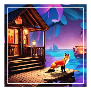 Impression Photo Un Fox assis devant le Cabine-47567