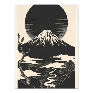 Impression Photo Un hommage à l'encre au mont Fuji