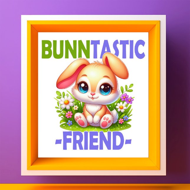 Impression Photo Un jeu de mot Bunntastic Friend. Caricature de lap (Créateur téléchargé)