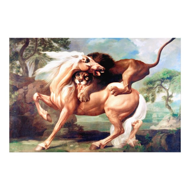 Impression Photo Un Lion Attaquant Un Cheval Peint-17620 (Devant)