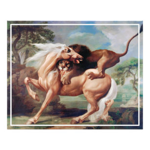 Impression Photo Un lion attaque un cheval (1762) peinture
