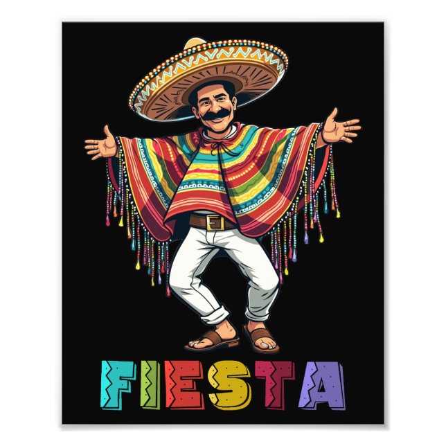 Impression Photo Un Mexicain À Poncho Danser Fiesta Cinco de Mayo (Devant)