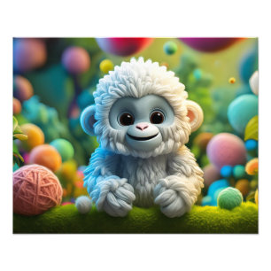 Impression Photo Un mignon bébé Yeti fait de fil