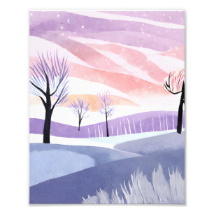 Impression Photo Un paysage d'hiver aquarelle agrandissement de pho