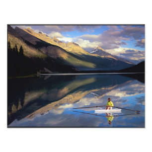 Impression Photo Un rameur sur le lac Banff au Canada MR)