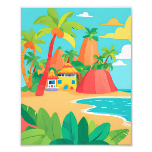 Impression Photo Une belle maison dans une île tropicale