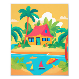 Impression Photo Une belle maison dans une île tropicale