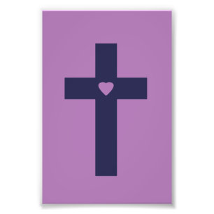 Impression Photo Une croix avec un cœur Art d'amour sacré