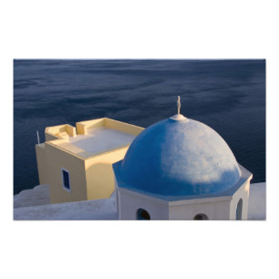 Impression Photo Une église orthodoxe près de la mer, Oia Santorini