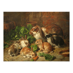 Impression Photo Une famille de lapins par Alfred Richardson Barber