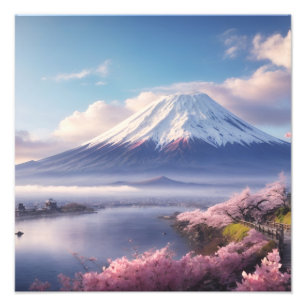 Impression Photo Une fantastique peinture à l'huile du Mont Fuji