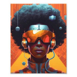 Impression Photo Une femme portant des vêtements colorés et des lun