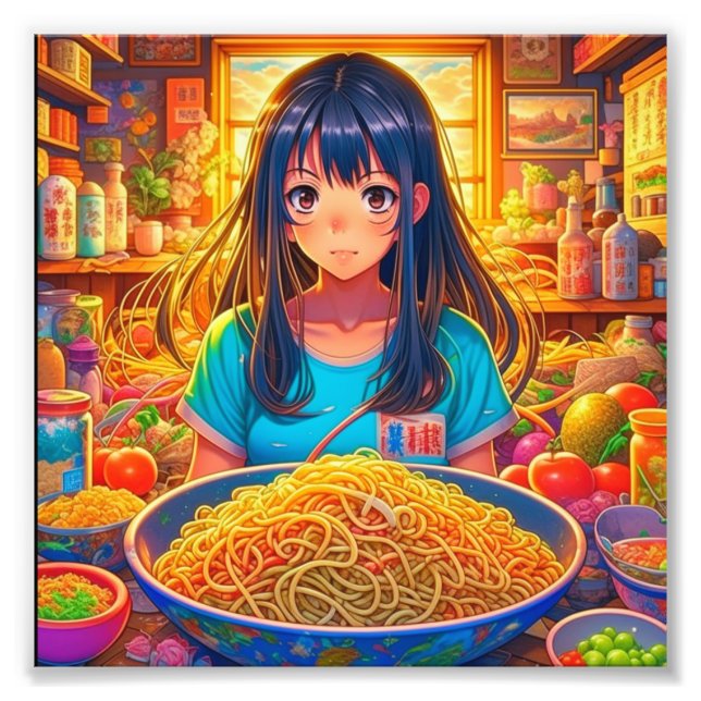 Impression Photo Une fille et son anime de ramen (Devant)