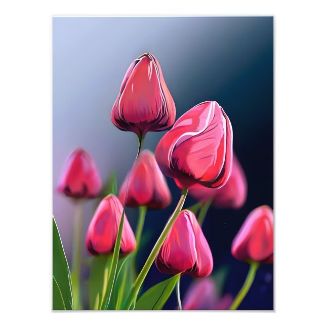 Impression Photo Une mer de tulipes roses (Devant)