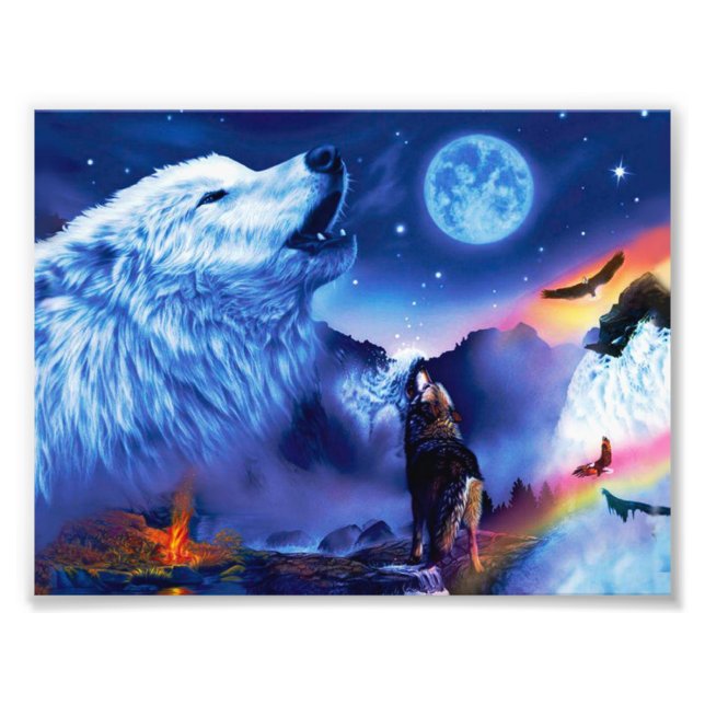 Impression Photo Une meute de loups une nuit noire (Devant)