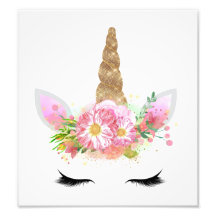 Unicorn Girls Nursery Art Print Gold Parties scint