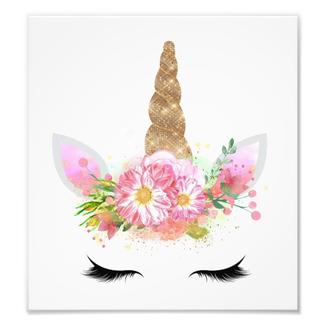 Impression Photo Unicorn Girls Nursery Art Print Gold Parties scint (Devant)