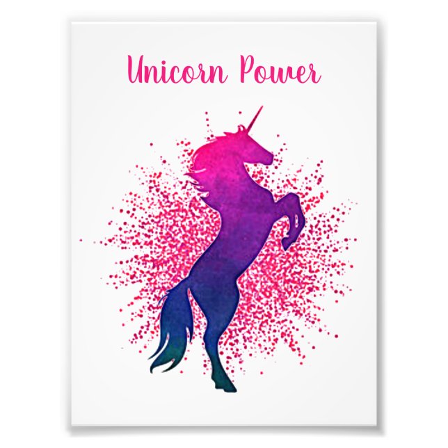 Impression Photo "Unicorn Power" Unicorn & Parties scintillant (Devant)