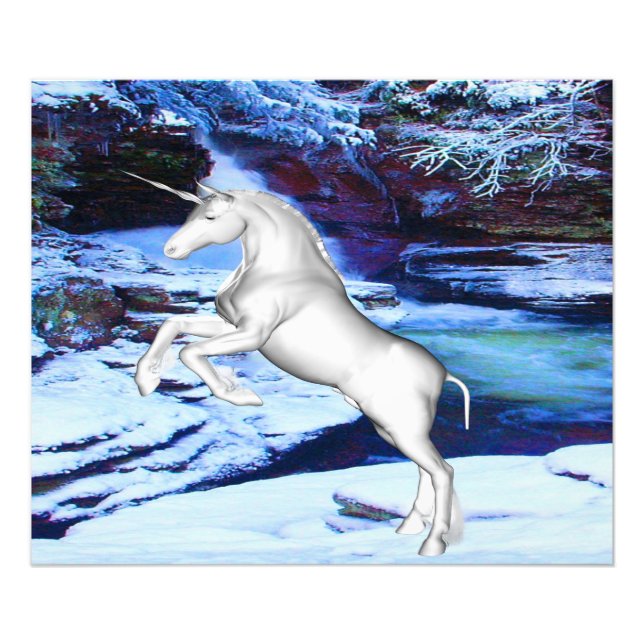 Impression Photo Unicorne dans la neige (Devant)