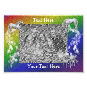 Impression Photo Unicornes blanches Couleurs arc-en-ciel Cadre phot