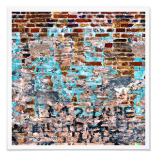 Impression Photo Unique esthétique urbaine - Tagged Brick Wall