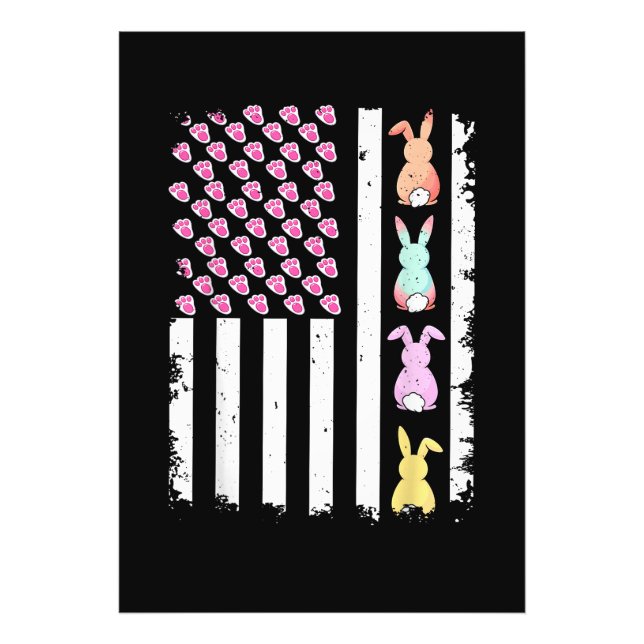 Impression Photo US American Flag with Bunny for Easter Day (Devant)