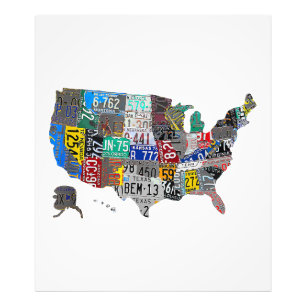Impression Photo US American United States Map Flag License Plate A