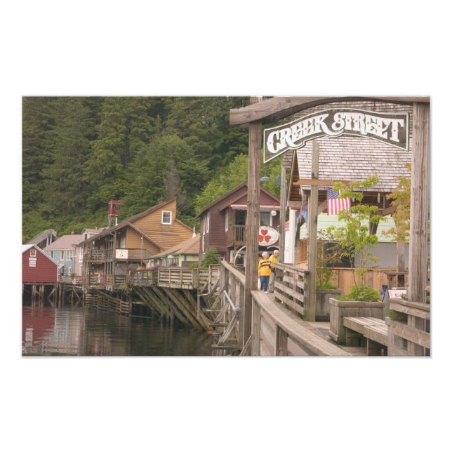 Impression Photo USA, Alaska, Ketchikan, Creek Street, centre-ville (Devant)