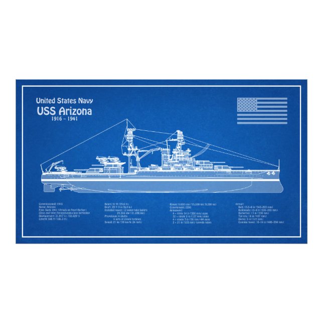 Impression Photo USS Arizona - Plan de plan d'expédition ABD (Devant)