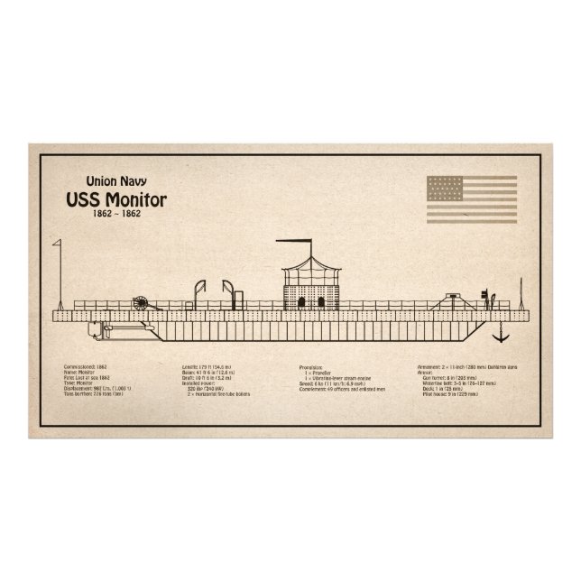 Impression Photo USS Monitor - Plan de plan d'expédition SD (Devant)