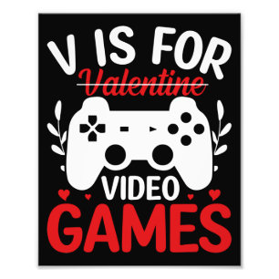 Impression Photo V est pour jeux vidéo avec Saint-Valentin barré
