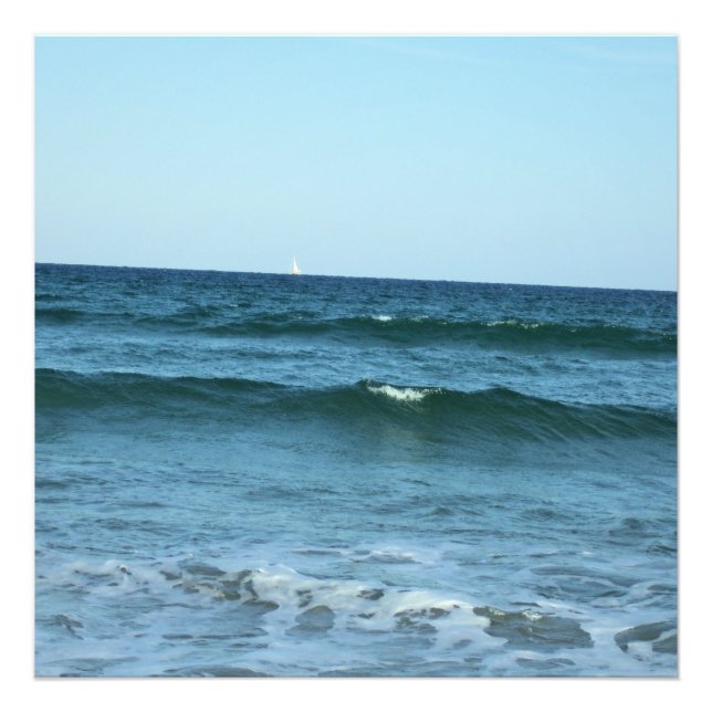Impression Photo Vagues de l'océan bleu rencontrant l'horizon (Devant)