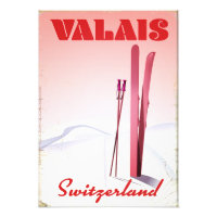 valais Suisse affiche de ski vintage
