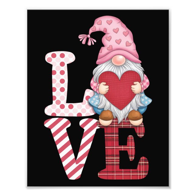 Impression Photo Valentines Day Gnome Love Couple Cadeaux pour elle (Devant)