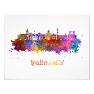 Impression Photo Valladolid skyline in watercolor