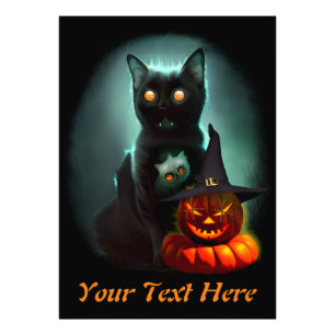 Impression Photo Vampire Chat et Assistant Citrouille Halloween Sur