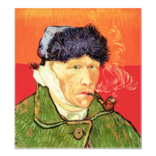 Impression Photo Van Gogh - Autoportrait avec l'oreille bandée et p