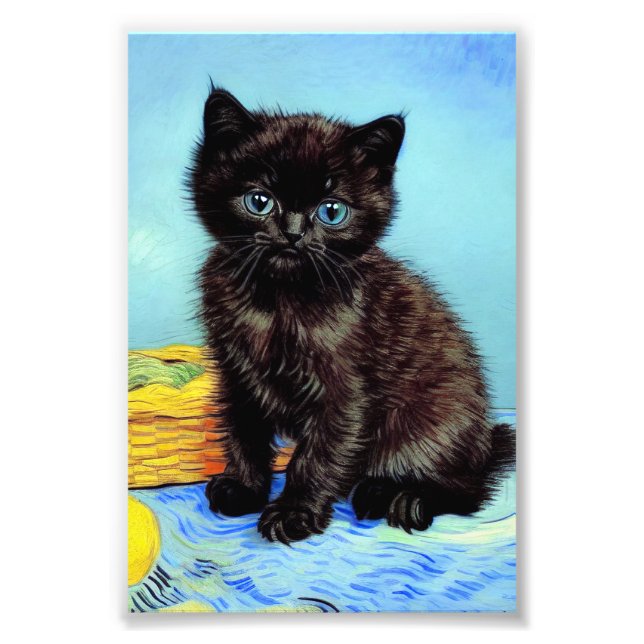 Impression Photo Van Gogh Black Kitten avec fils (Devant)