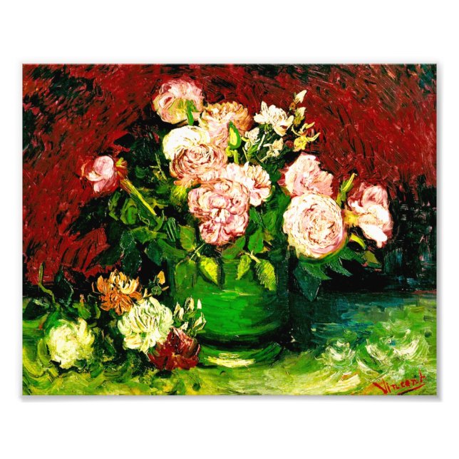 Impression Photo Van Gogh Bowl avec Peonies et Roses (Devant)