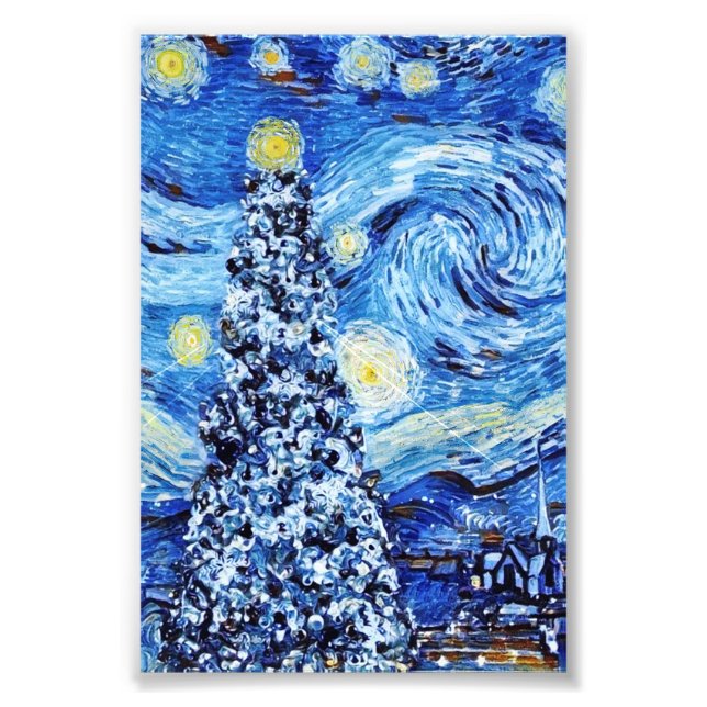 Impression Photo Van Gogh - La nuit étoilée - Noël blanc (Devant)