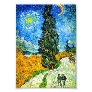 Impression Photo Van Gogh Road avec Cypress et Star