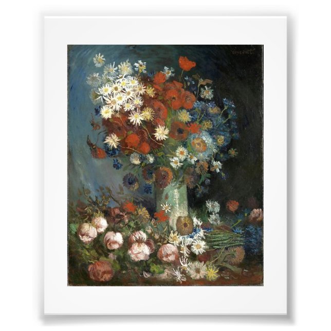 Impression Photo Van Gogh Still Life avec Fleurs de prairie et Rose (Devant)